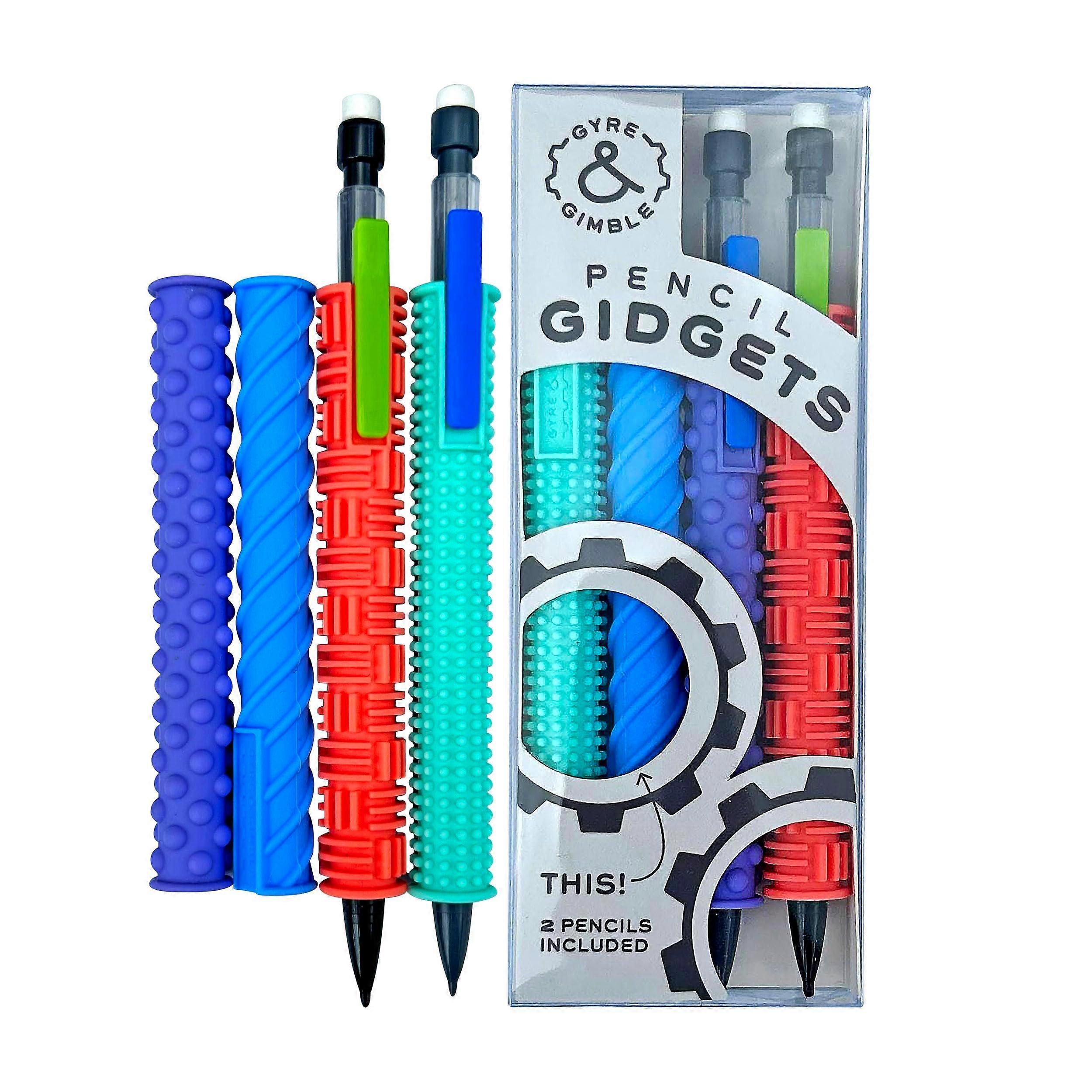 Pencil Gidgets–Textured Silicone Sleeve for Quiet Fidgeting–4 Sleeves 2 Pencils