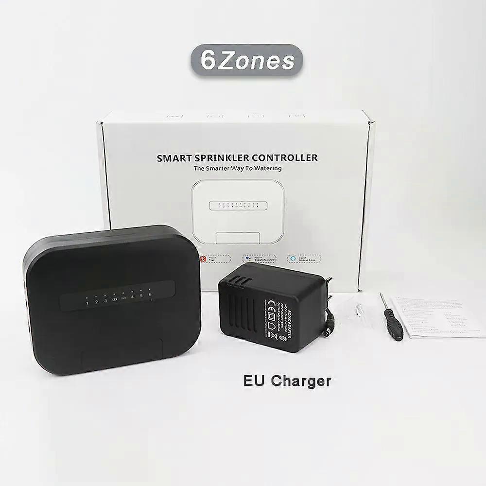 6 Zone WIFI Connect Tuya Smart Home Watering Timer Garden Irrigation Controller Water Valve Irrigation System with EU Plug