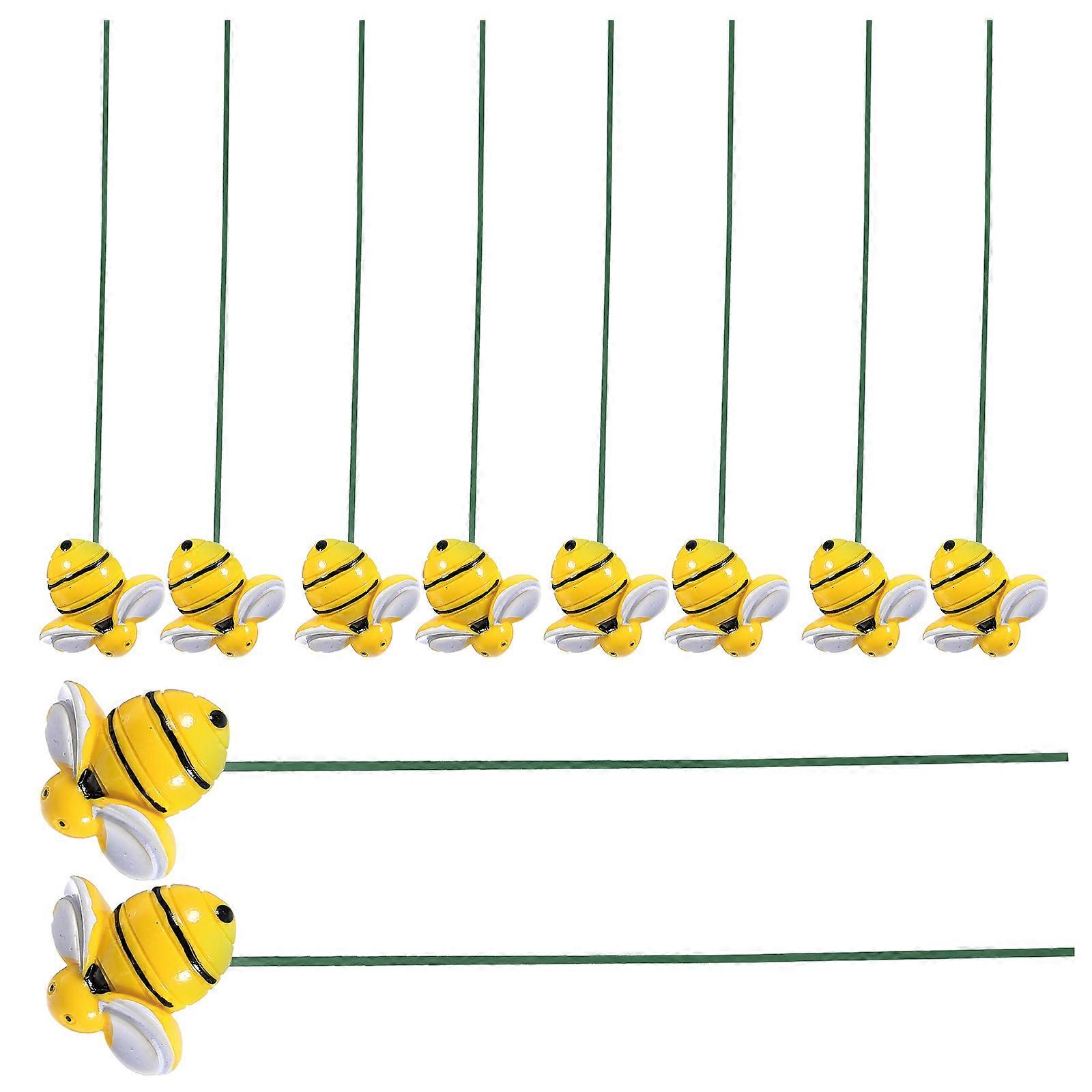 10pcs Bee Stakes Garden Decoration Double Sided Garden Bee Signs Decorative Planter Picks For Bonsai Outdoor Use
