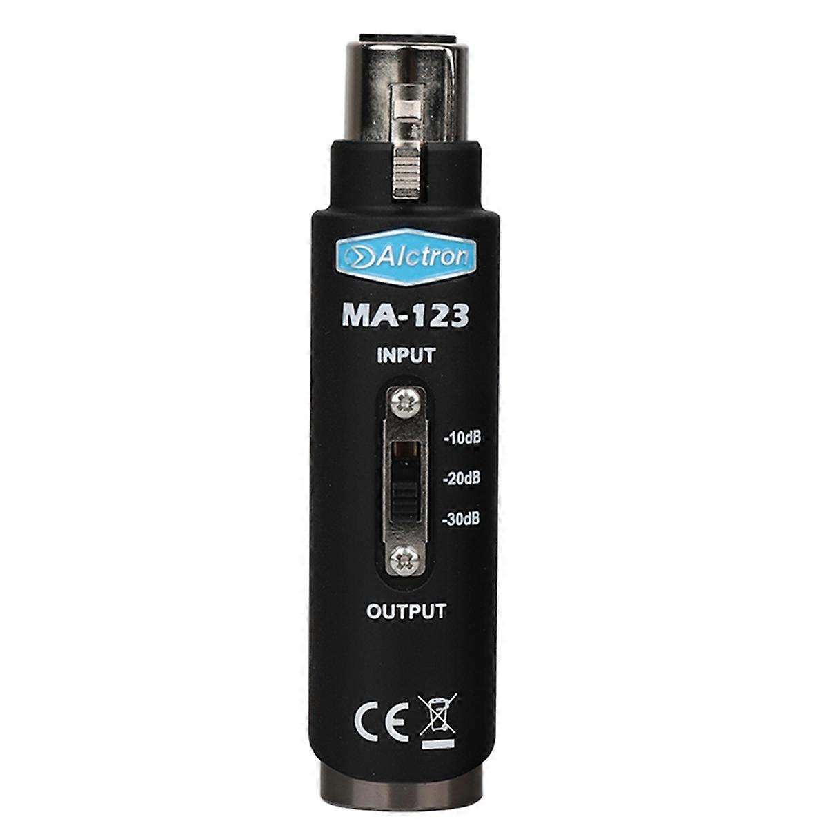 MA-123 Microphone Signal Attenuator Mic Amplifier 3-Pin XLR Connector 3-Level Adjustable