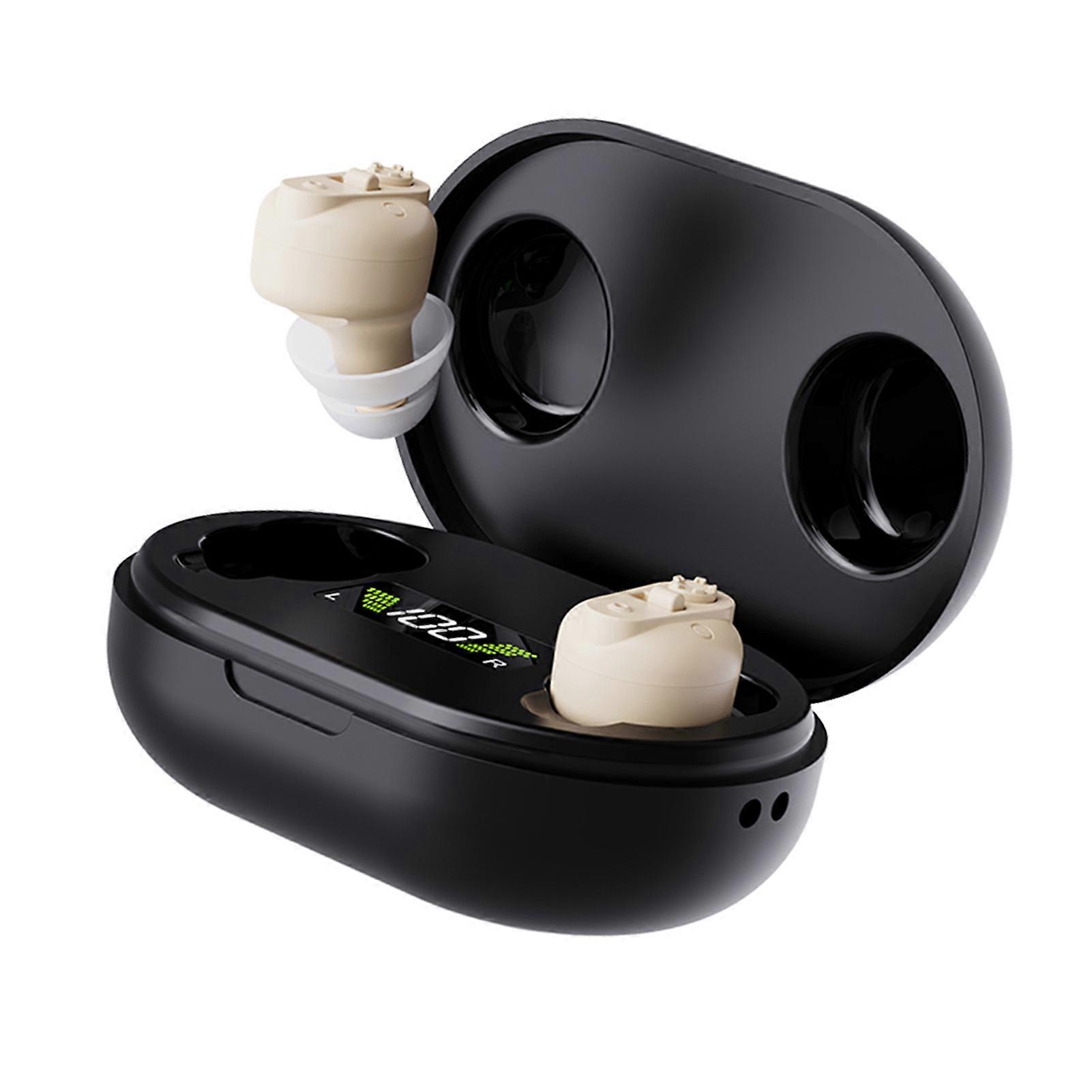 Hear Aid Rechargeable Hear Amplifier with Portable Charging Case Adaptive Feedback Suppression Adjustable Volume Memory Function