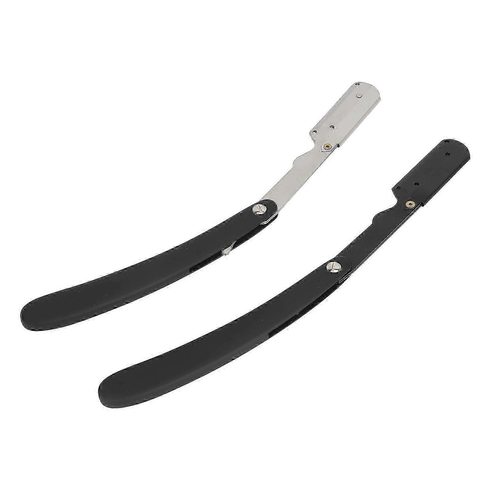 2 stuks kapper scheermes houder rechte rand oude stijl handmatige scheerapparaat haar styling scheerbenodigdheden zilver zwart