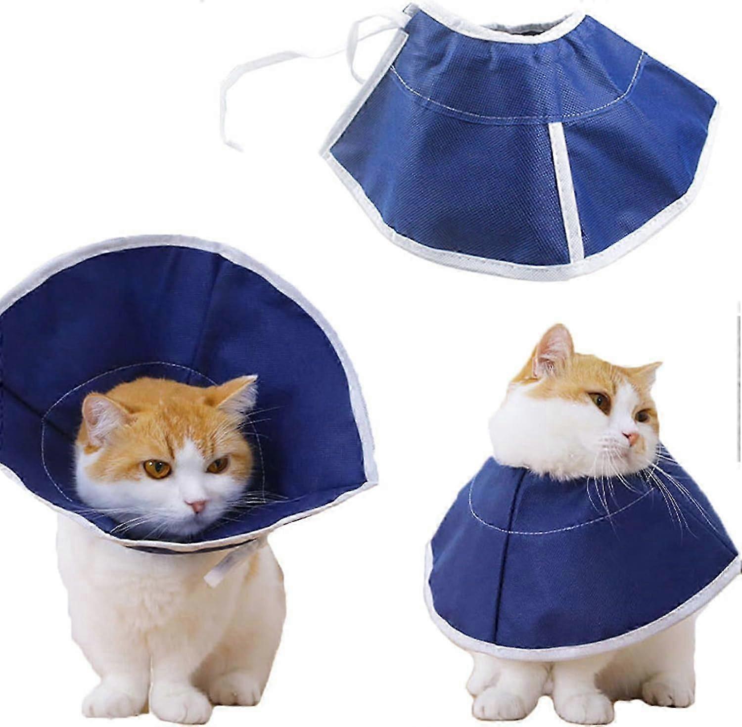 Cat Cone Collar, Soft Nonwoven Fabric Elizabethan Collar, Adjustable Recovery Pet Cone E-Collar Surgery to Stop Licking and Head Scratching-Prevent Re