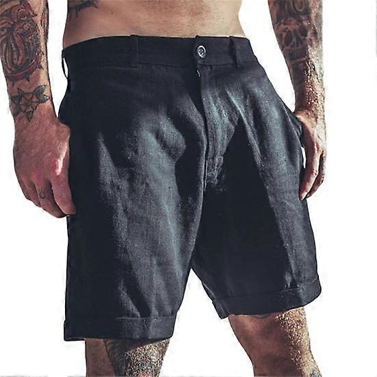 Men Summer Shorts Button Zipper Fly Wide Leg Beach Shorts with Pockets Solid Color Loose Fit Casual Shorts