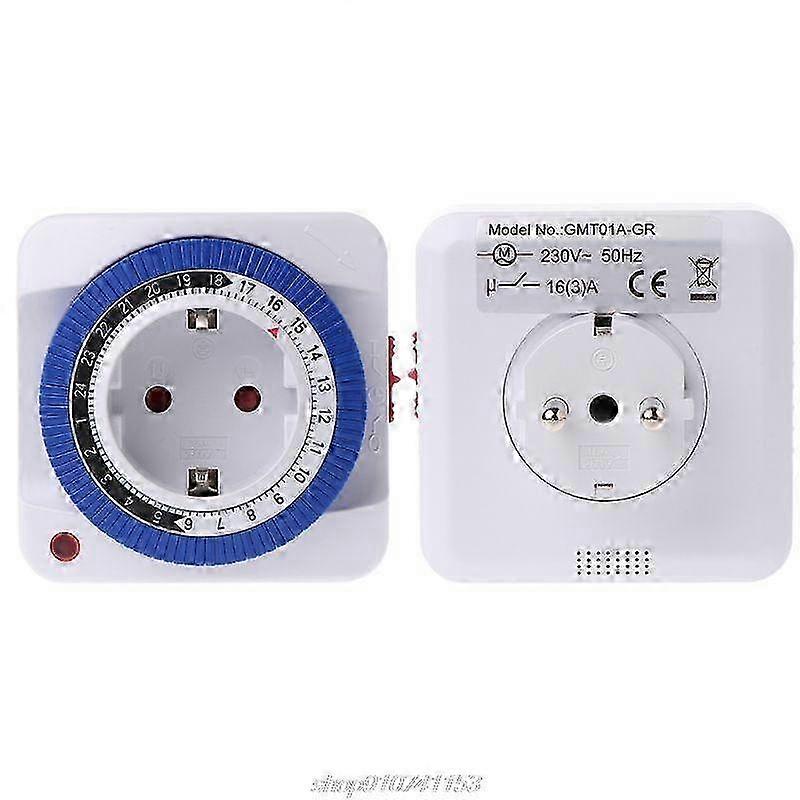 24H Timer Switch Socket 230V 16A Plug In 15min-24H