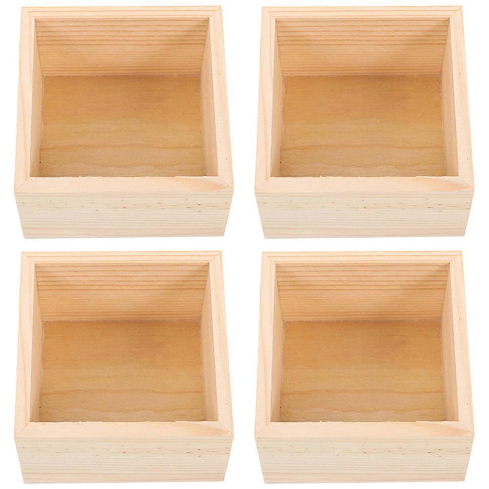 4pcs Small Wooden Organizer Boxes for Home Craft Storage – Stylish & Practical Tabletop Containers for Accessories and Small Items
