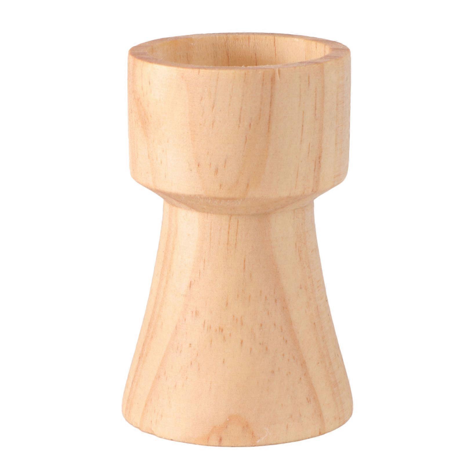 Simple Candleholder Wood Candlestick Holders Home Decoration 5.5*9cm Beige Color 1Pack
