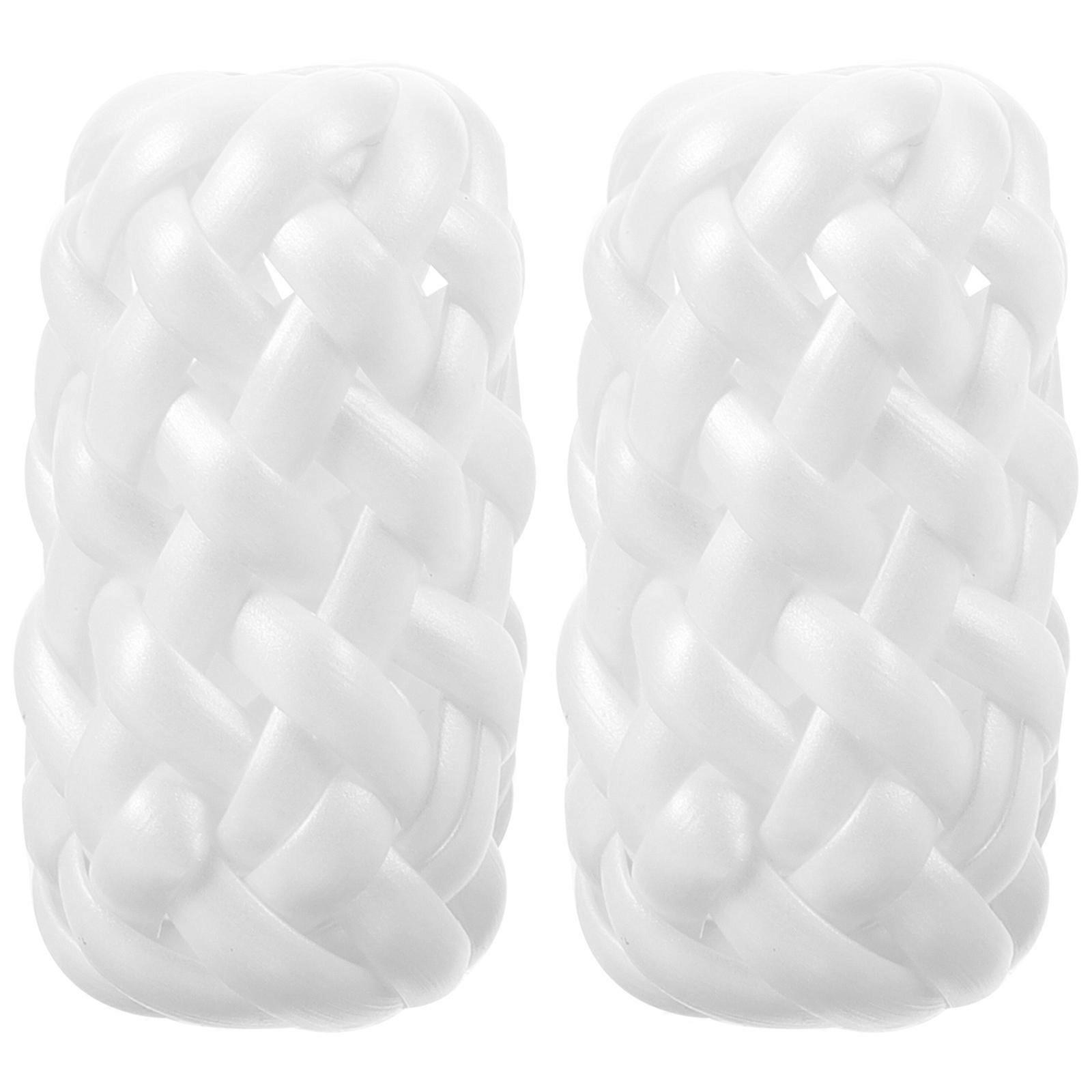 織りランプシェード模造籐ミニ手工芸品供給ホワイト5.30X3.00X3.00CMオフィス用2個