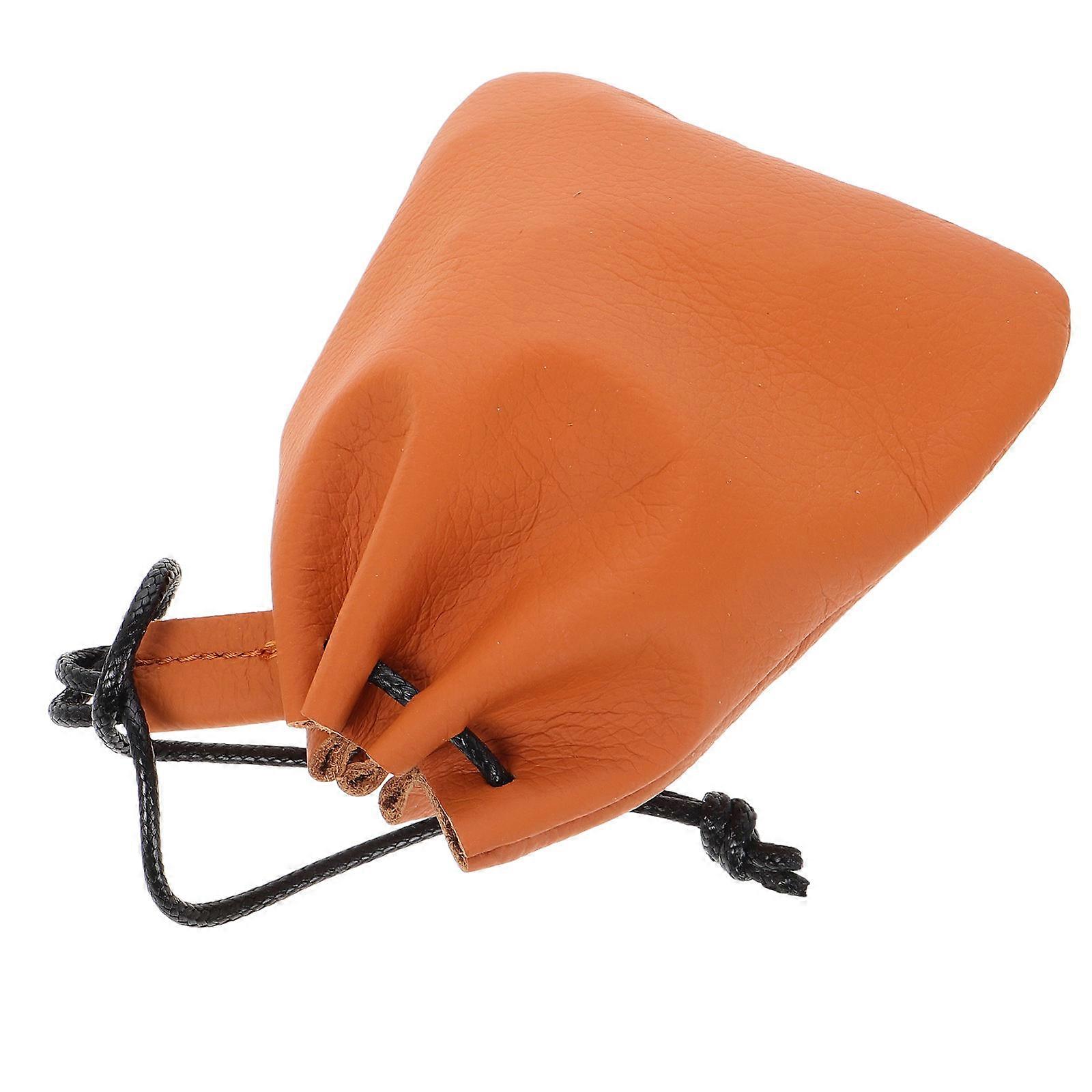 Small Coin Pouch Golf Tee Holder Artificial Leather Drawstring Closure For Various Occasions Men Women Brown 1Pack