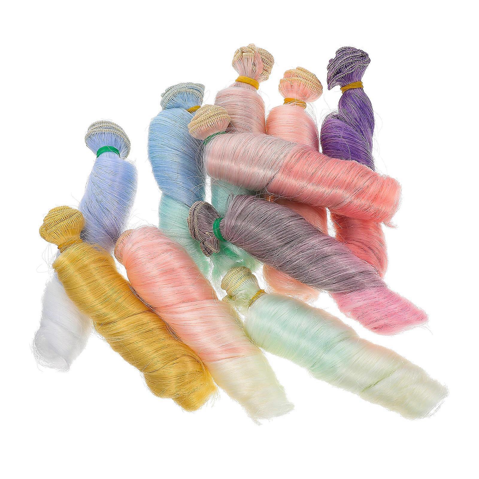 Curly Doll Hair Wigs 10pcs High Temperature DIY Craft Set for Doll Making & Repair Projects with Elastic Band Design for Lottie Dolls