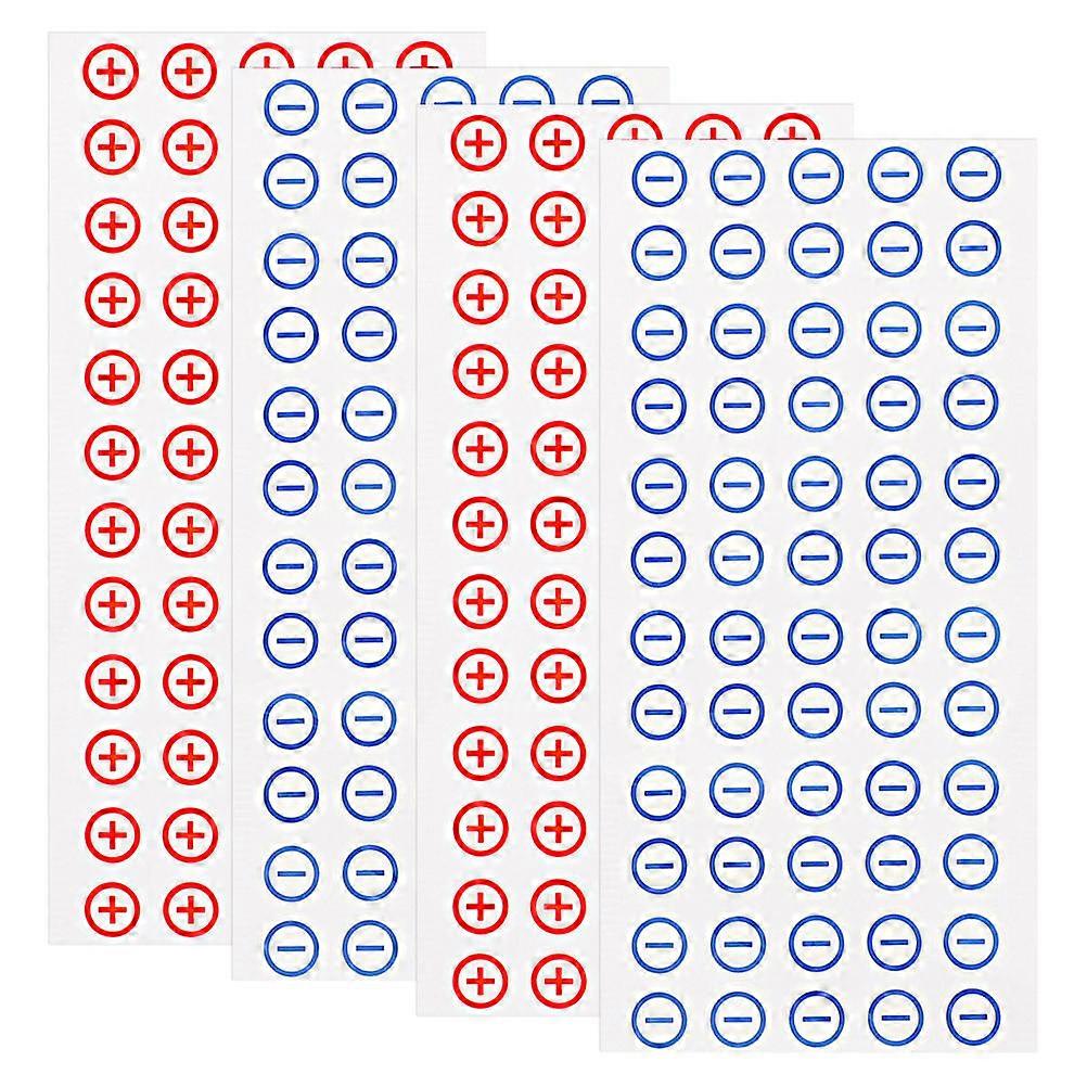 Battery Label Stickers Block Markers For Toys In Blue And Red Color 16.00X8.00X0.10cm Labeling 4 Sheets