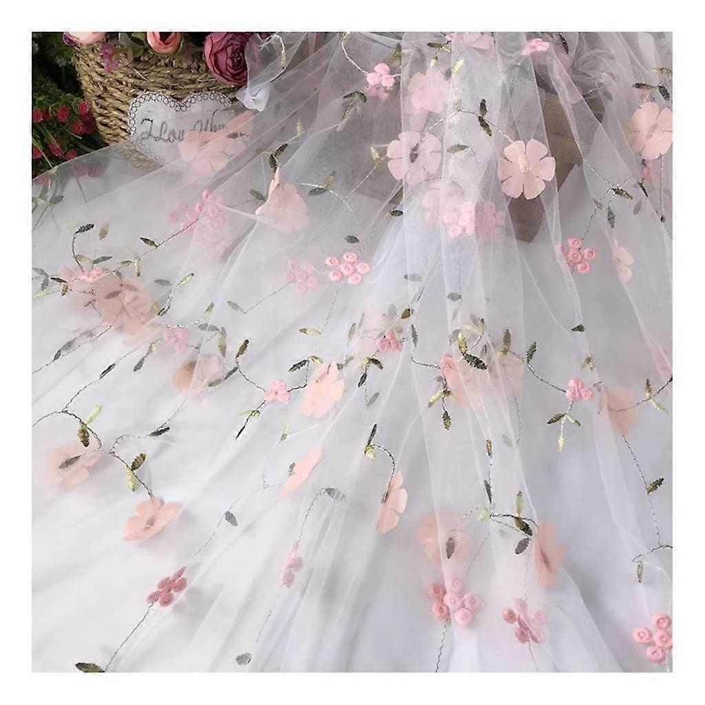 Mesh Fabrics Tulle, Soft Embroidered Chiffon Flower Lace Fabric for DIY Costume Dresses 6#