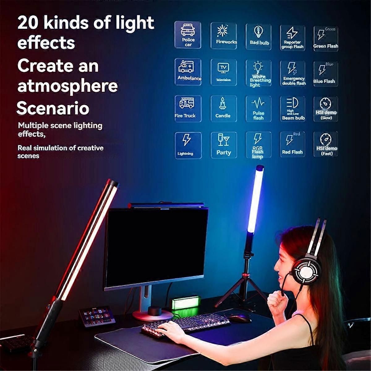 VL119 RGB LED Light Wand 10W, CCT & RGB Modes, 3300mAh,