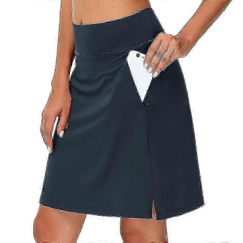女性のテニススカートゴルフスカートヨガスカートサイドポケット2In1速乾性ハイウエストヨガジムワークアウトスカート-cn-new