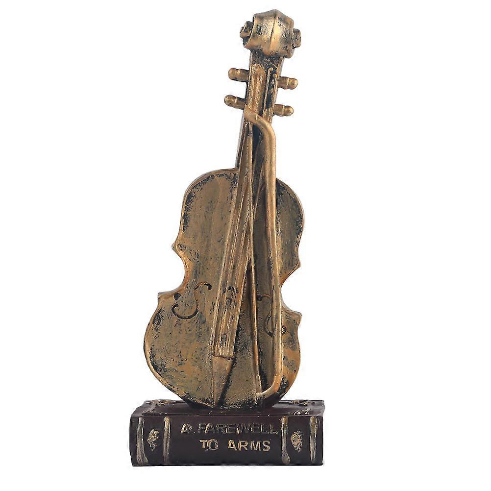 Musical Instrument Model Adornment Resin Violin Book Craft Retro Household Desktop Adornment Red 29x13cm Home Decoration 1Pcs