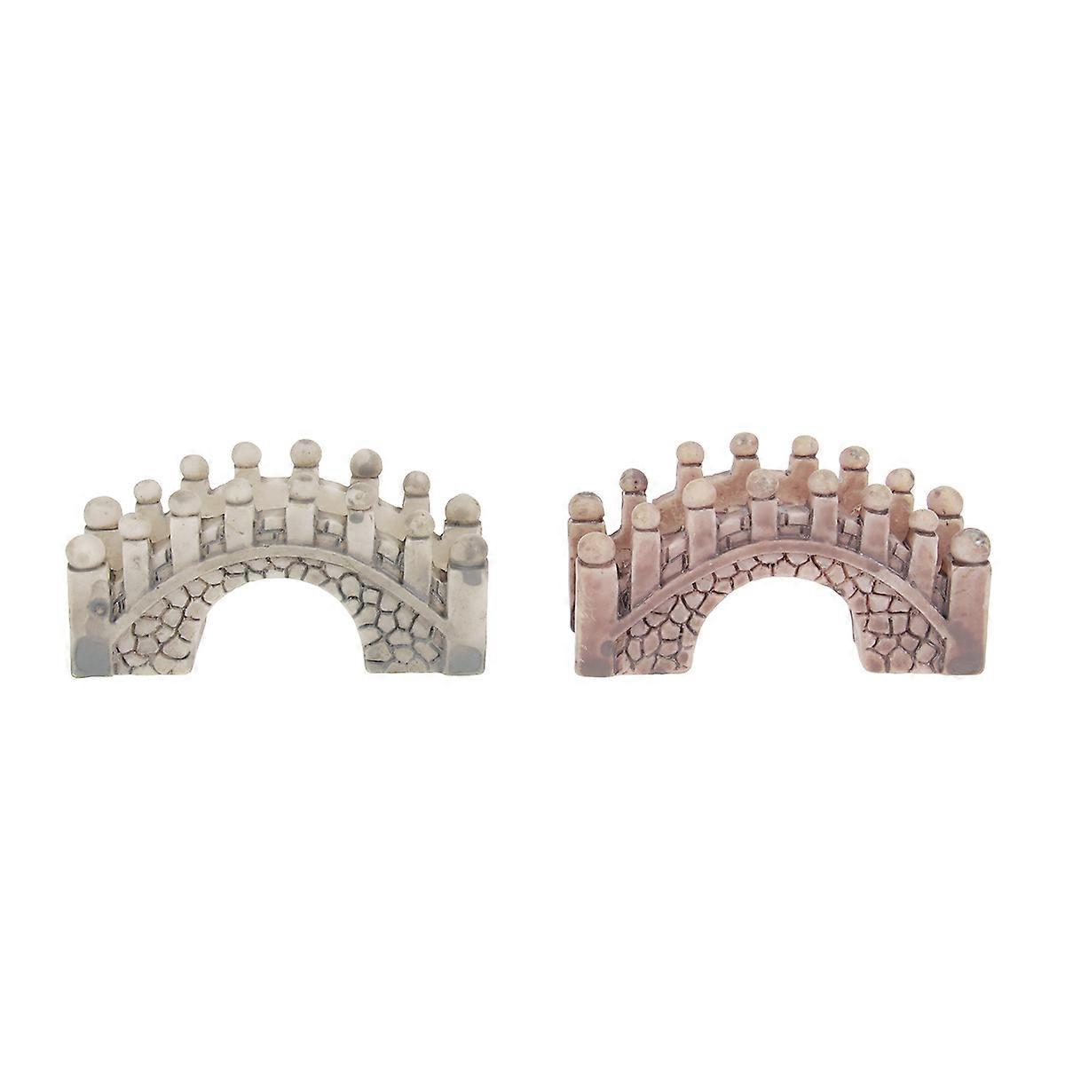Resin Ornament Mini Decorations Retro Style Bridge for Use Dark Red Fairy Garden Enhancement 2Pcs