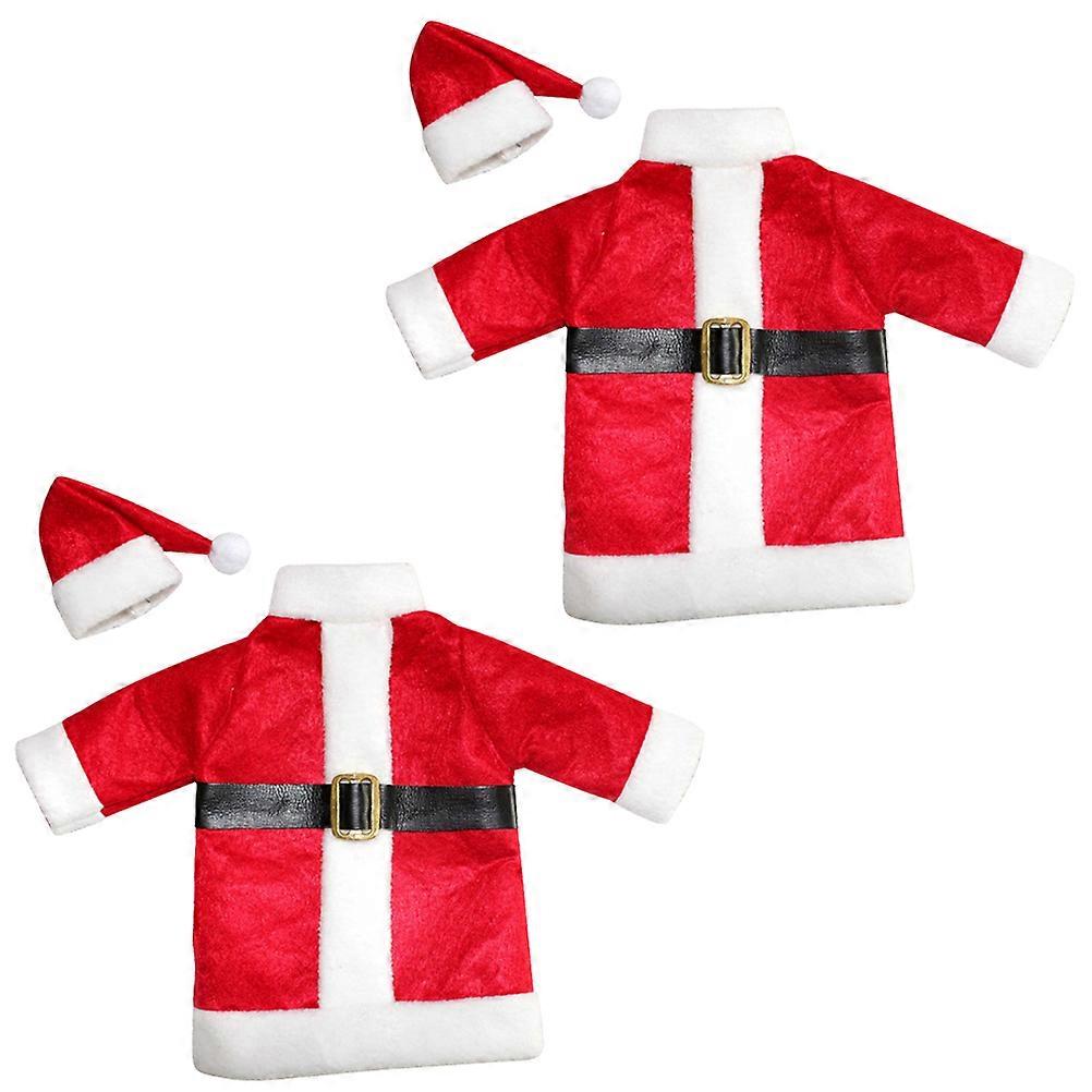 Cover Christmas Elements Design Pouch Clothes and Hat Red 28x19cm Reusable Decorative 1Set