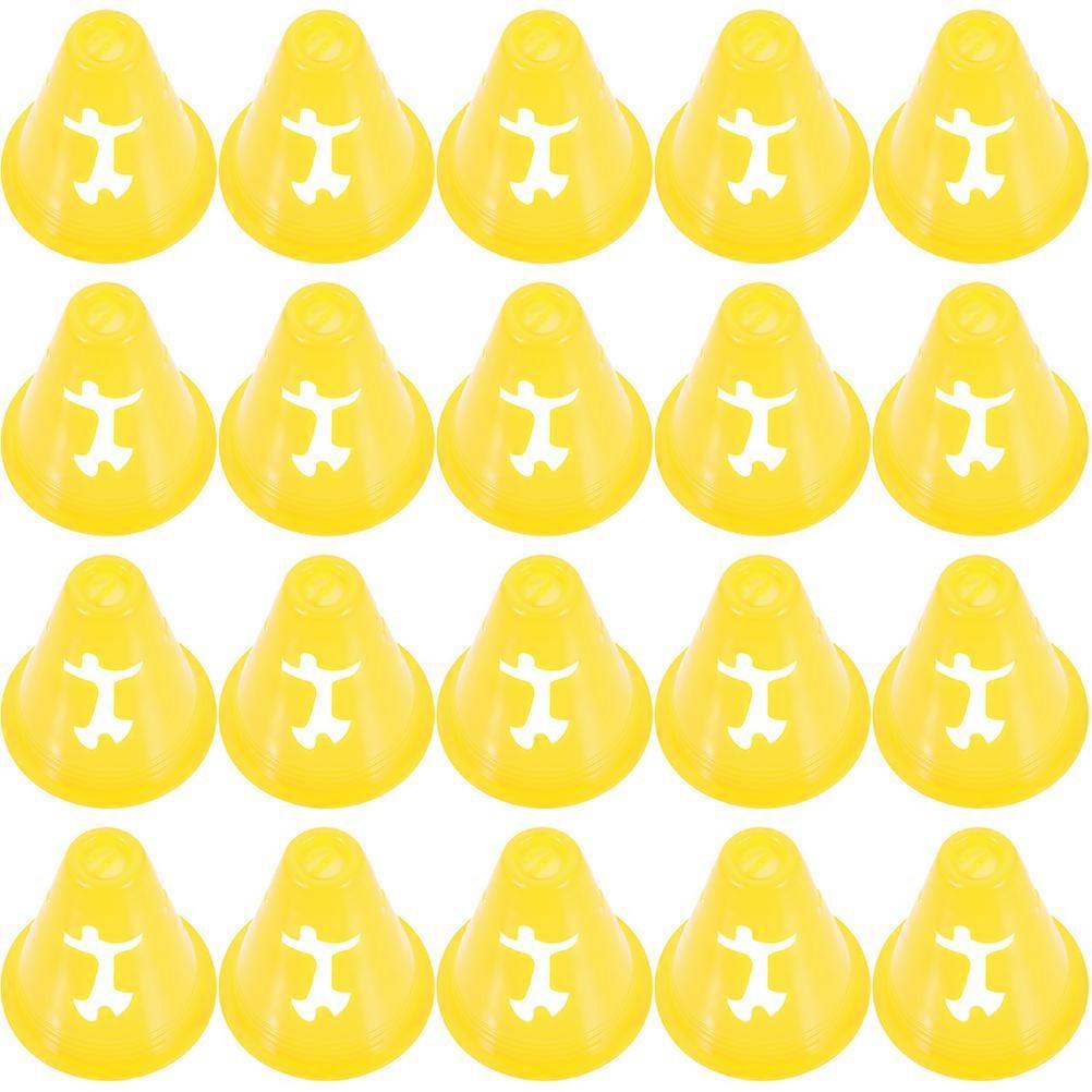 サッカートレーニングコーンイエロー7.5X8CM防風スポーツ用品20セット