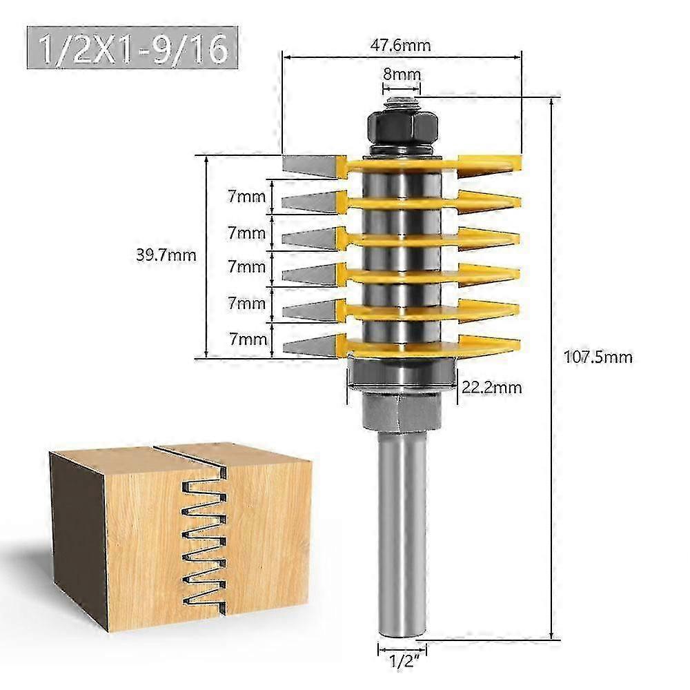 1pc 1/2 Industrial Grade 2 Flute Adjustable Finger Joint Router Bit For Woodworking Tool 2025