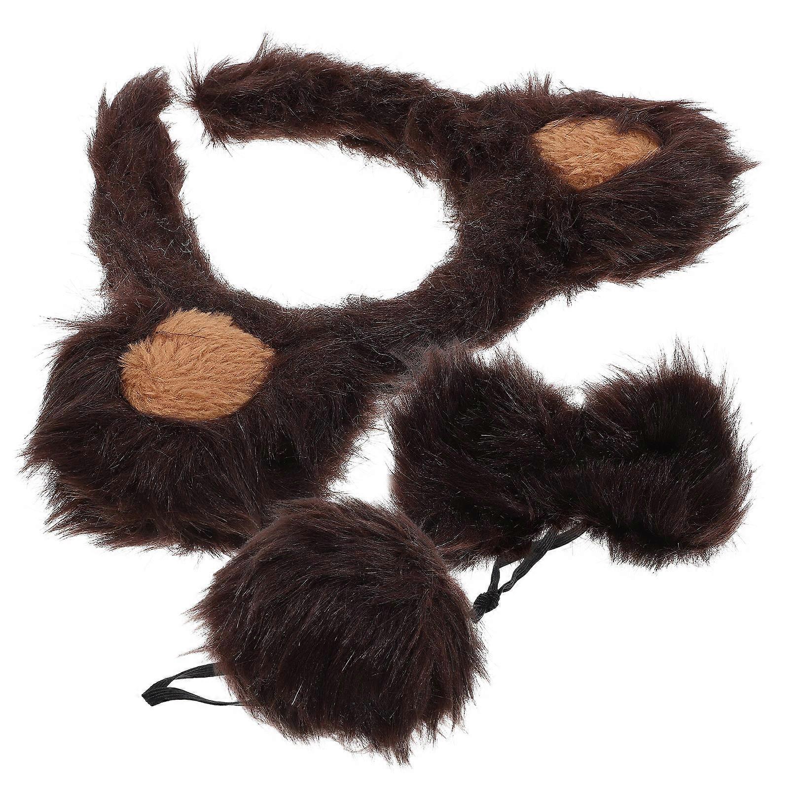 Bear Ear Headband Set with Tail and Bowtie – Fluffy Animal Costume Accessory for Parties, Cosplay, Photography, Festivals, and Role Play Events