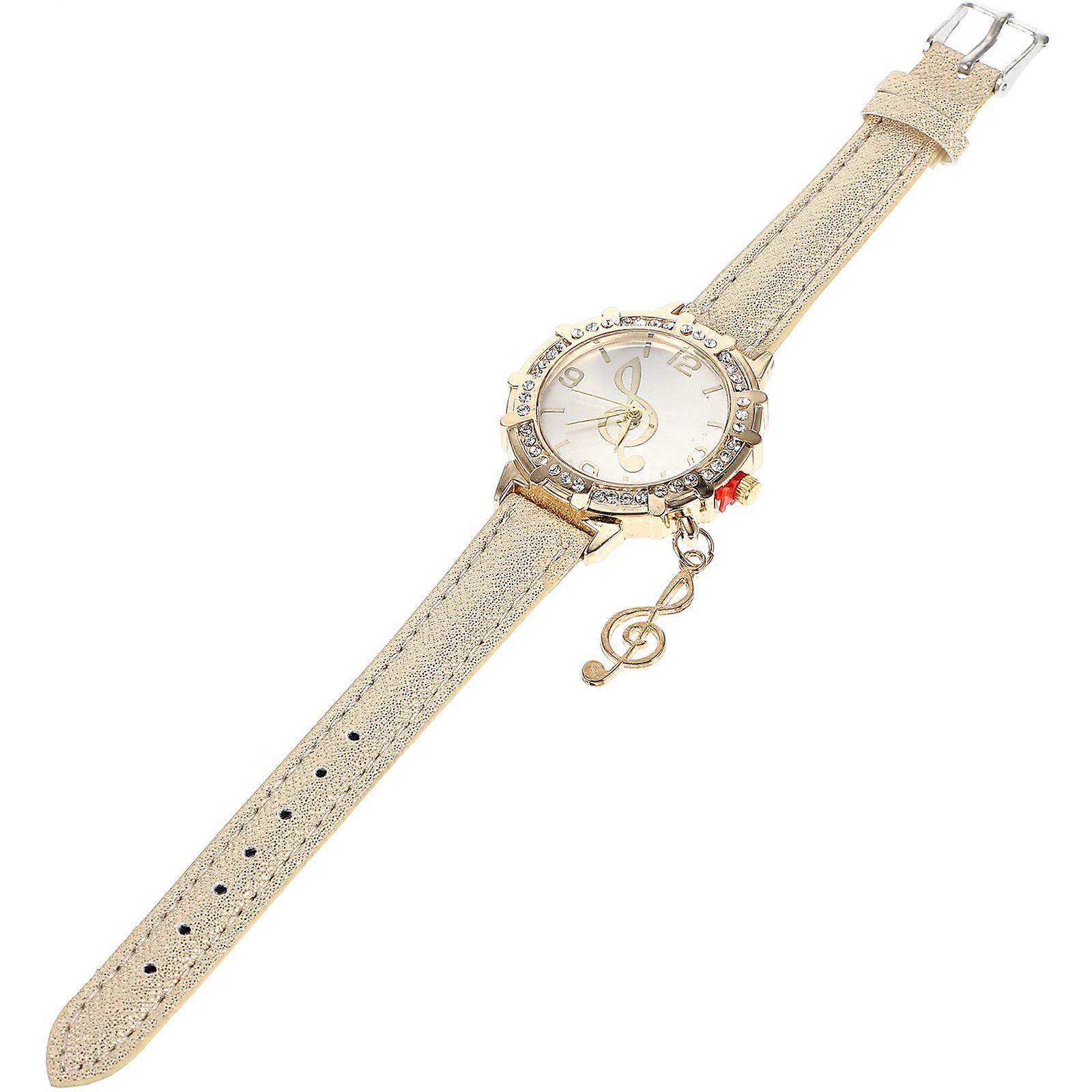 Women Wrist Decor Shiny Metal Watch School Simple and Elegant Note Shape Quartz Movement 1Pcs