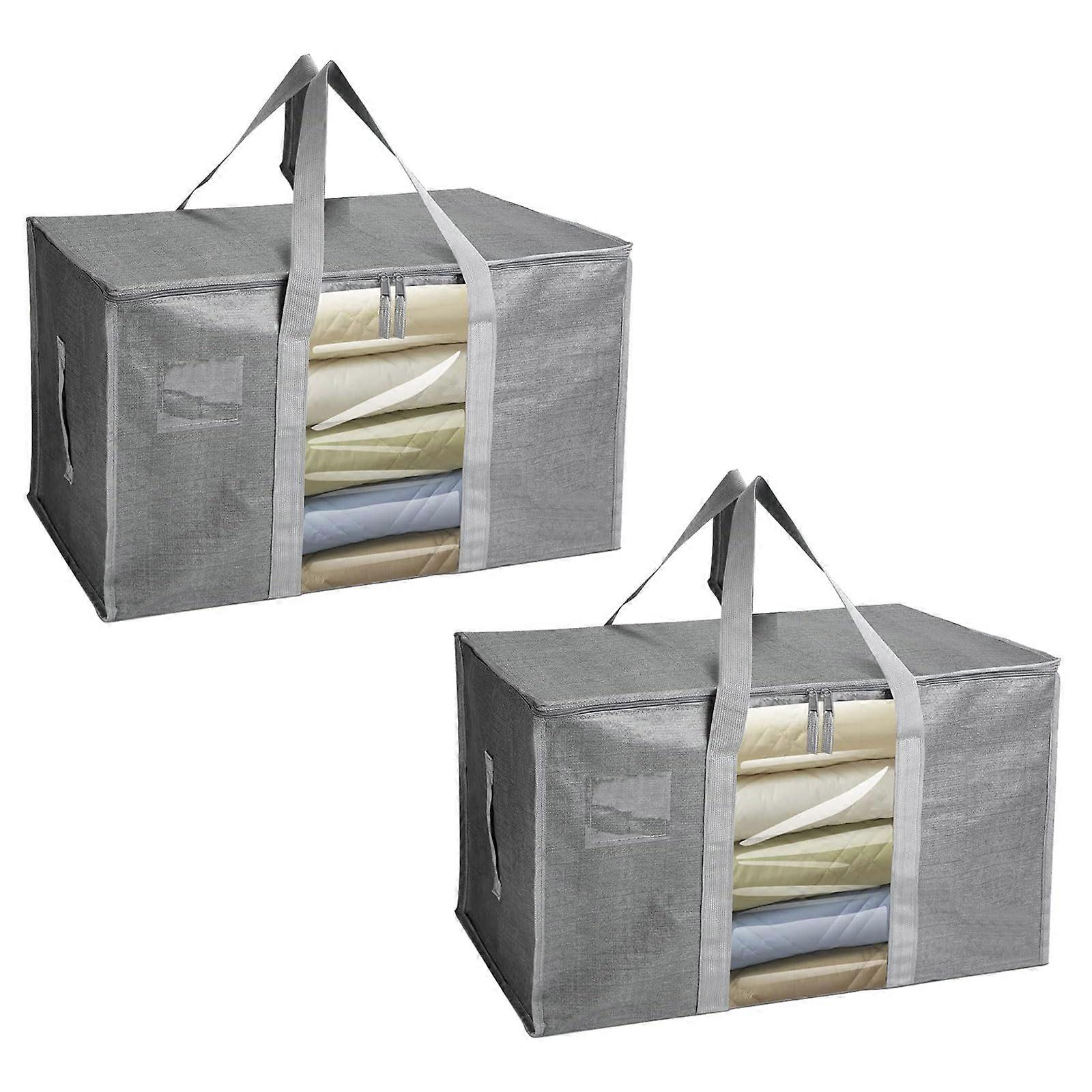 Large Capacity Storage Bags - 2-Pack Functional Woven Organizers for Efficient Moving and Organizing, Gray