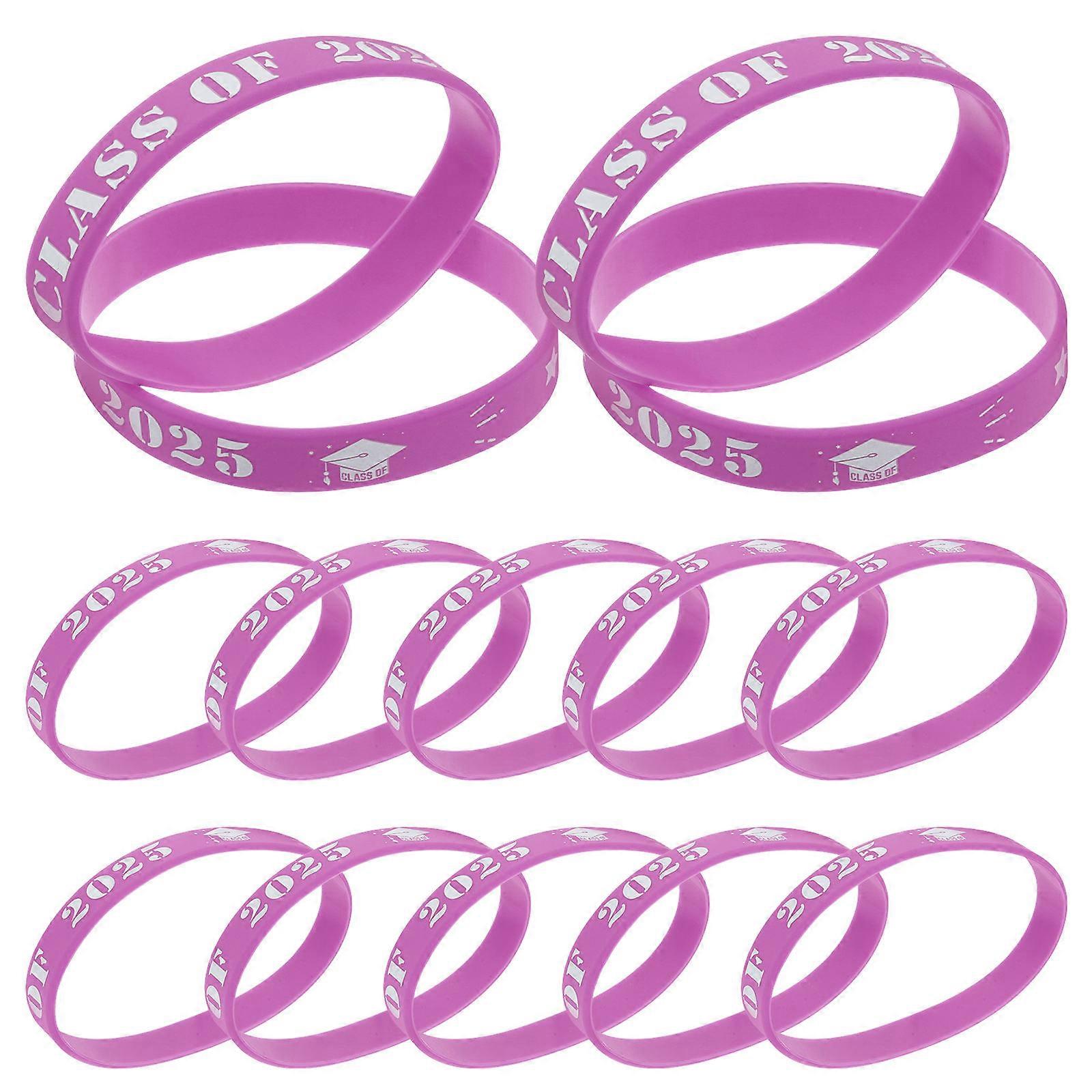 Congrats Graduation Rubber Bracelet For Graduates Memorable Keepsake 20Pcs Comfortable Fit Silicone Material In Purple