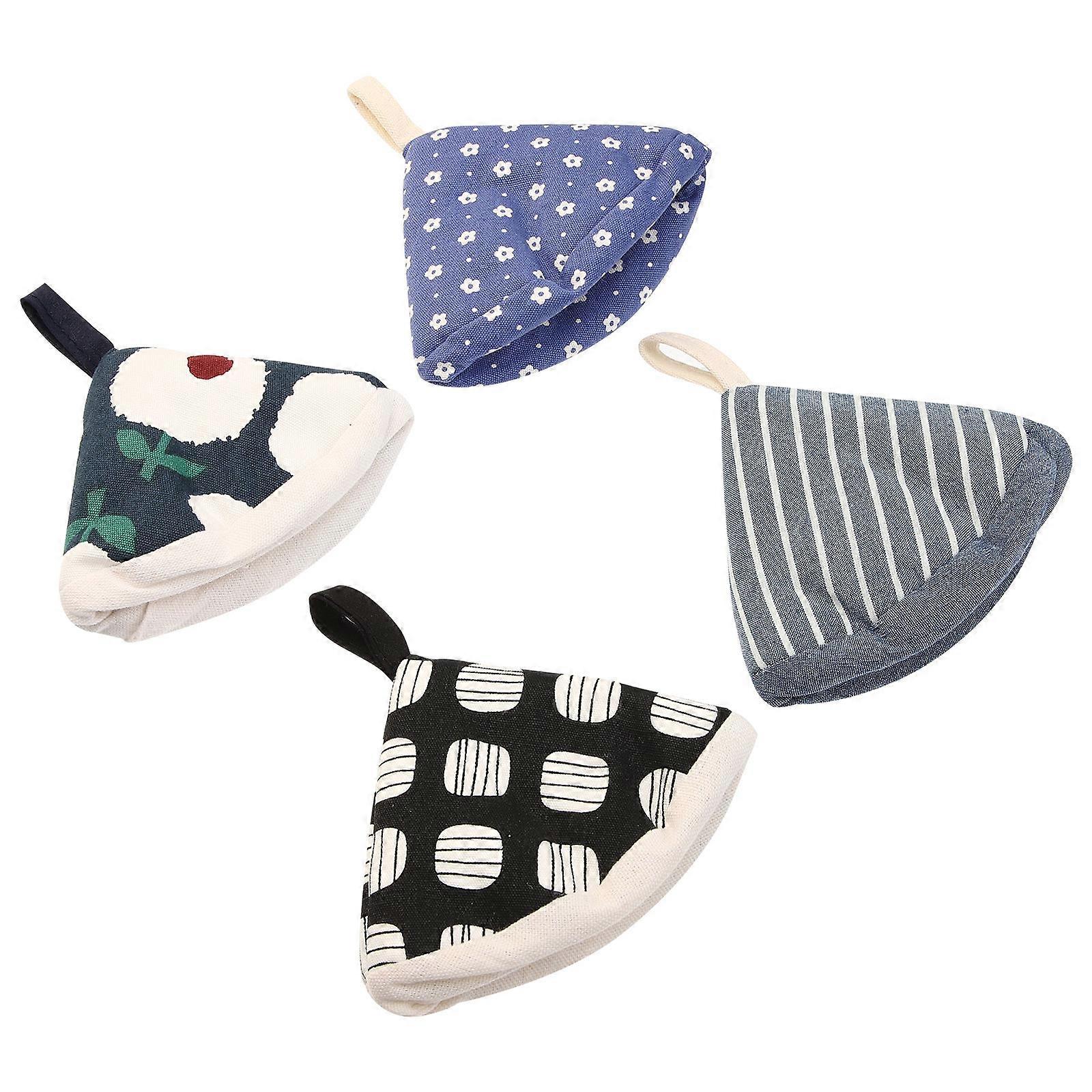 4pcs Heat Insulated Hot Pot Lid Mitts Triangular Handle Covers Heat Resistant Kitchen Accessories for Cooking and Housewarming Decor