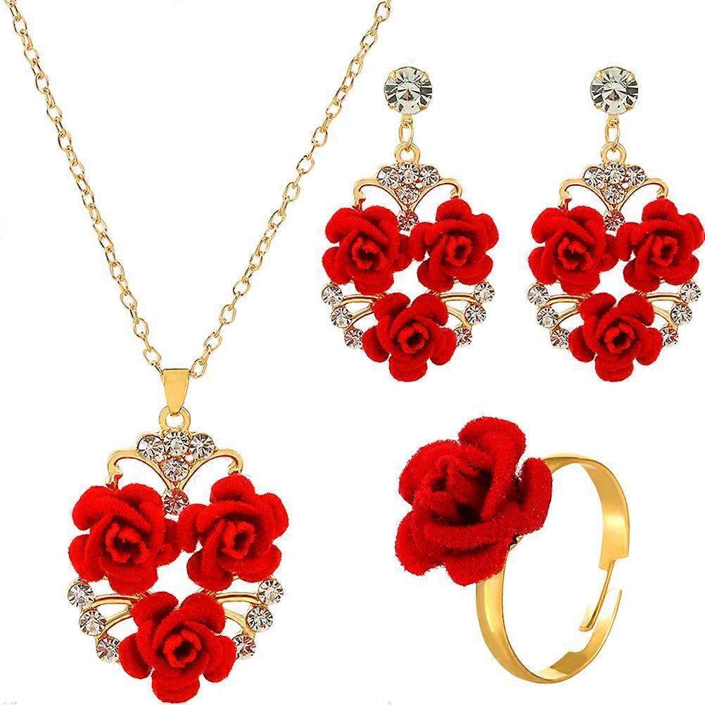 Ensembles de bijoux Femmes Ensembles de bijoux Rose Fleur Bijoux Style Vintage Pour Fête Anniversaire Fiançailles 1Set