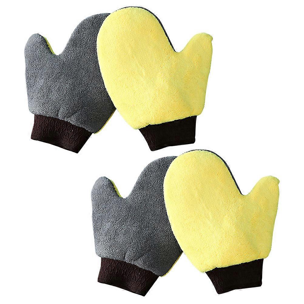 Car Wash Mitt Car Cleaning Tool Shape Coral Fleece Dusting Waterproof Anti-scratch 4Pcs