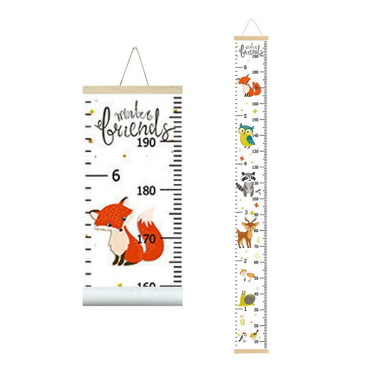 Height Chart Wall Hanging Growth Chart Canvas with Removable Ruler, Foldable Measuring Board in Floral Design