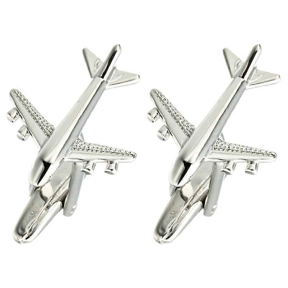 Cuff Links Shirt Men Decorative Function Airplane Shape Silver Copper 1 Pair