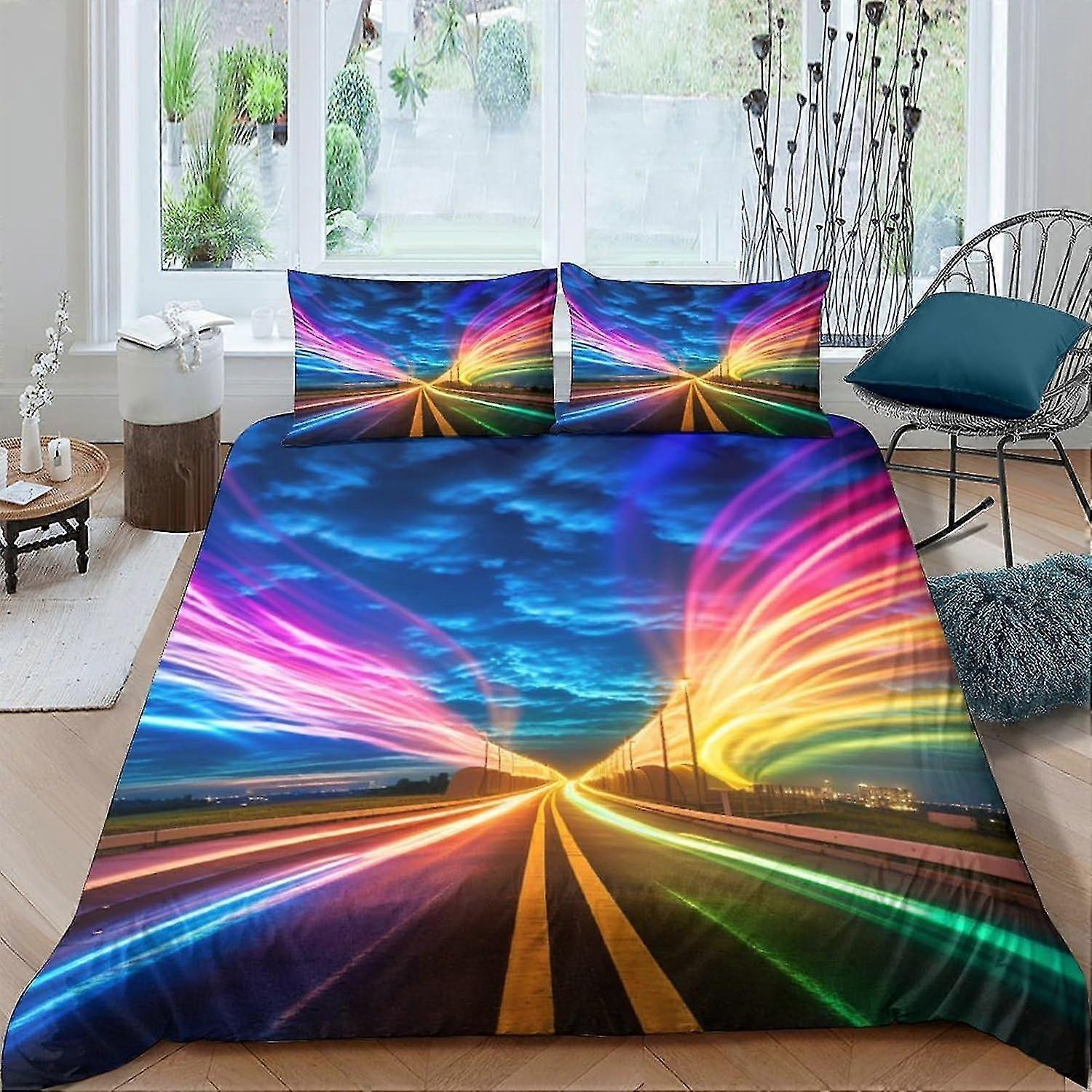 Colorful 3D Printed Quilt Cover Set with Zipper Closure for Kids and Teens - Soft Microfiber 3 Piece Set