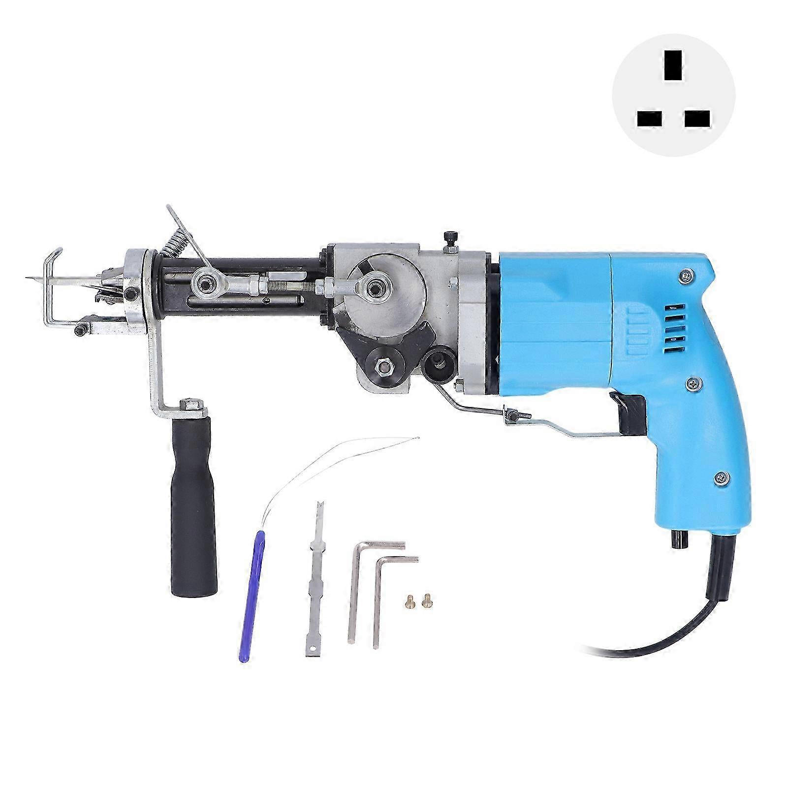 2 In 1 Rug Tufting Machine Adjustable Speed Diy Hand Crafted Electric Carpet Gun Machine For Beginner 100240v Blue Uk Plug
