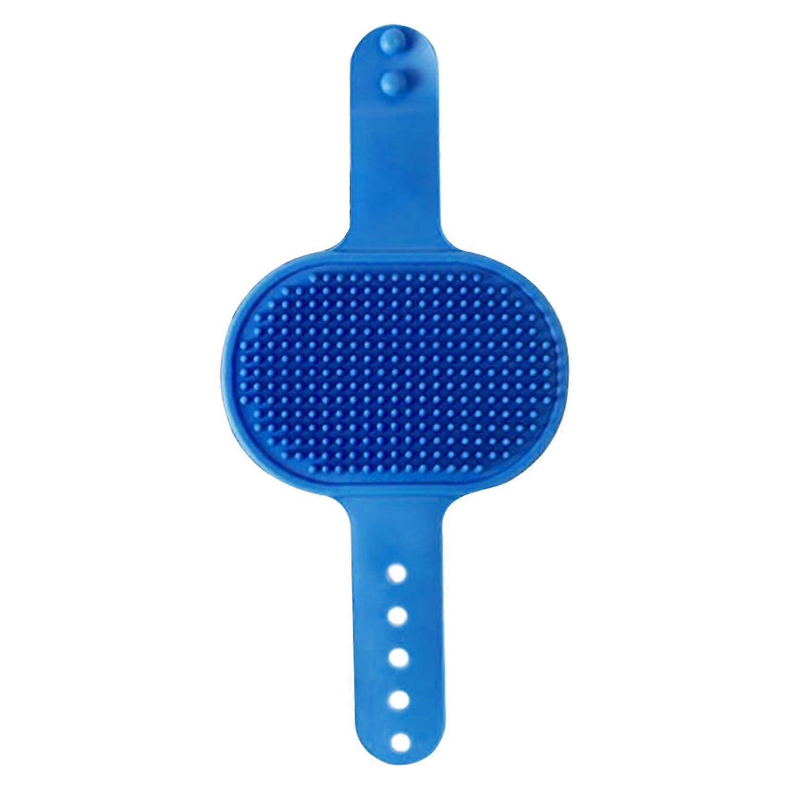 Pet Brush for Cat Grooming, Adjustable Soft Silicone Tool with Belt, Massage Comb for Long and Short Hair Breeds, Blue
