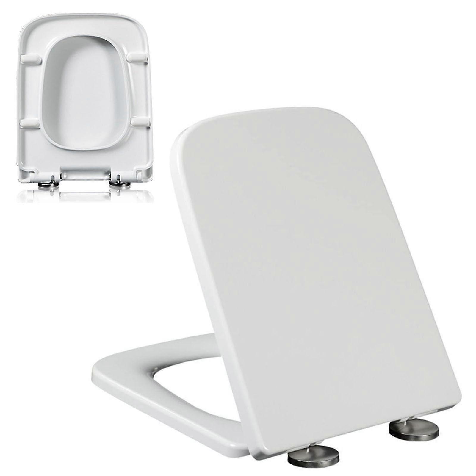 Toilet Lid with SoftClose Mechanism, Quick Release, Metal Hinge, White