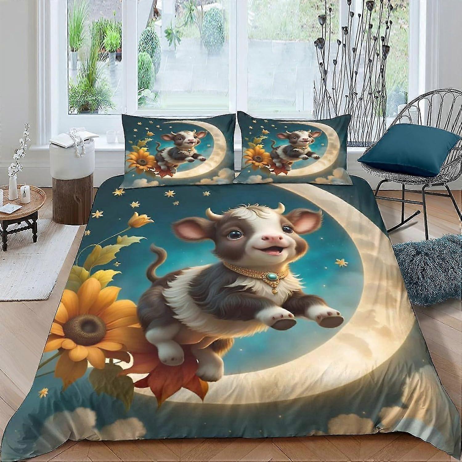 3D Printed Bedding Set with Zipper Closure Unique Design Anti-allergic Quilt Cover for Double Size