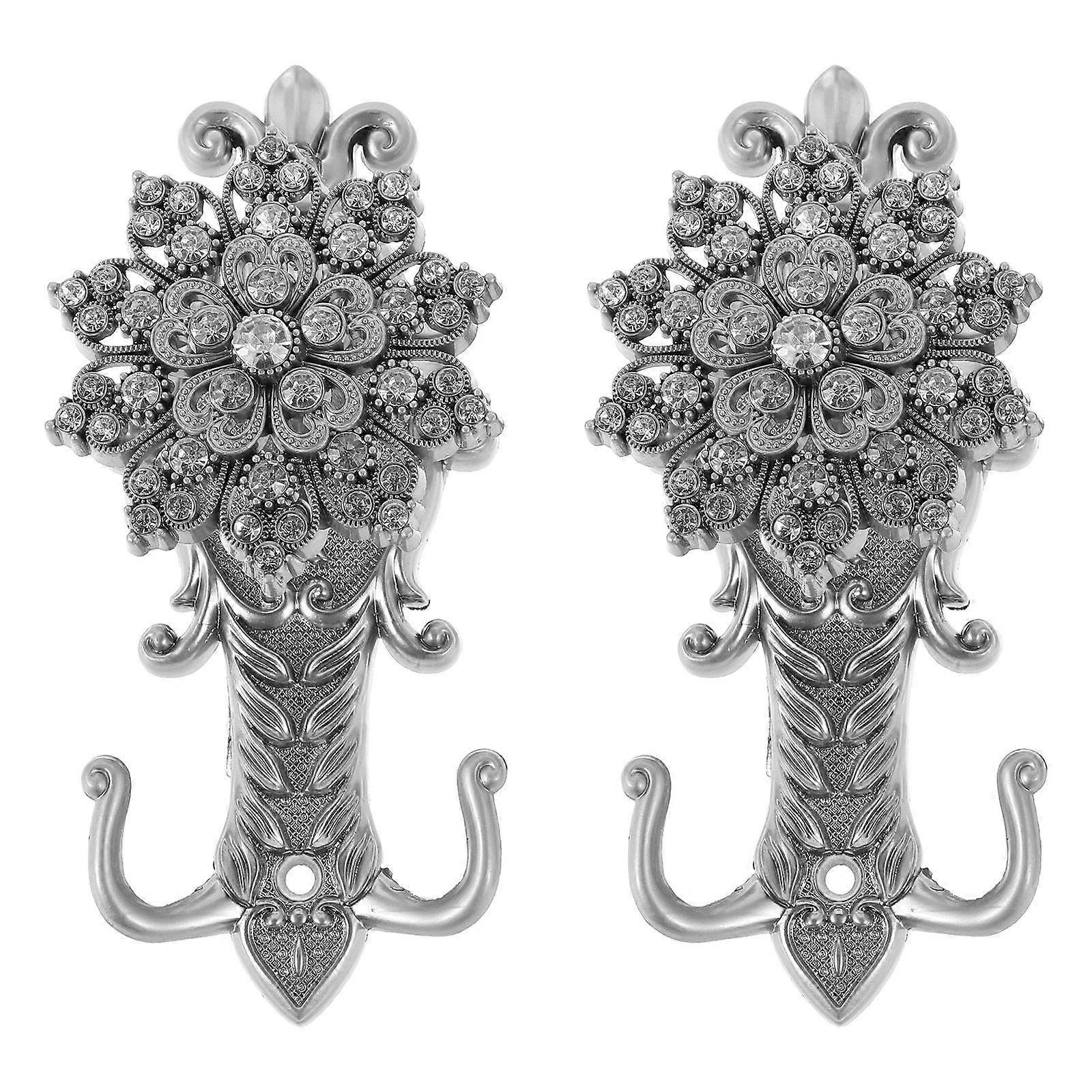 Silver Hanging Hook Zinc Alloy Drapery Hooks for Home Use 1Pair