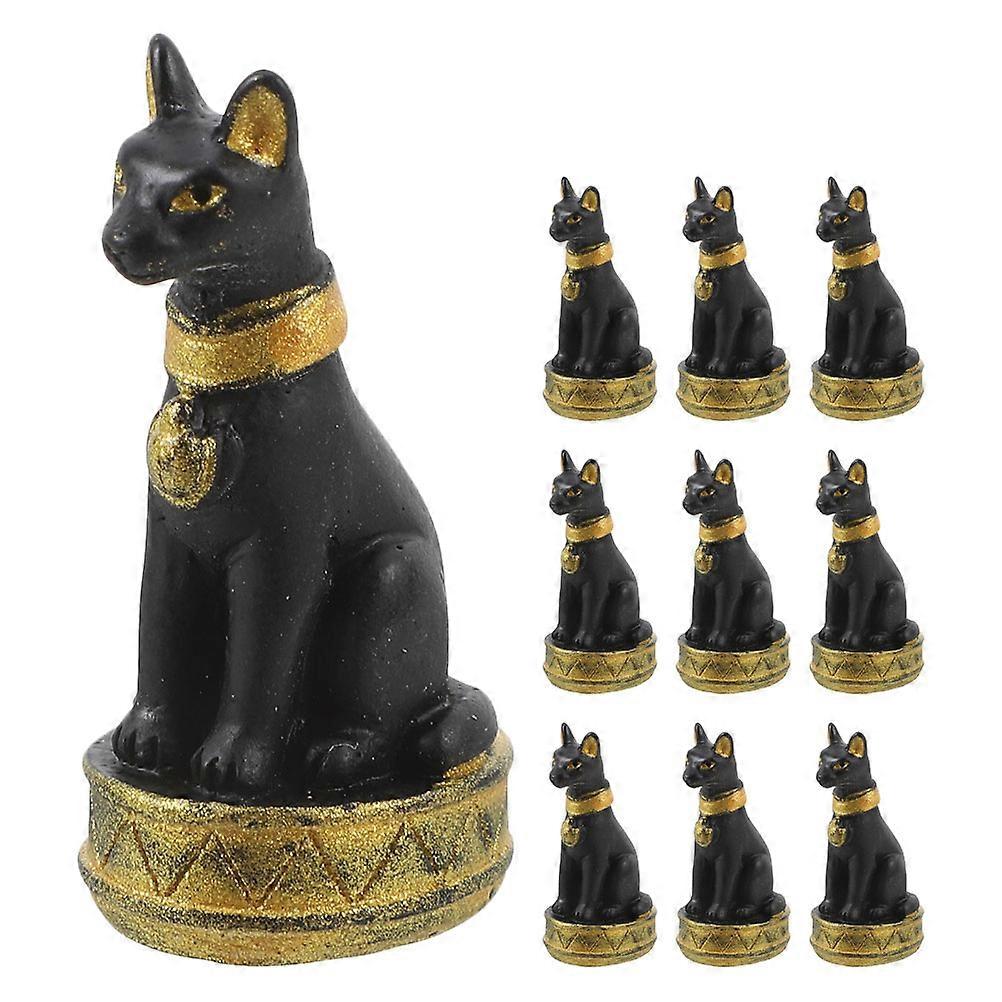 Here's a polished product description you can use for marketing or listing purposes:
**10pcs Mini Resin Egyptian Cat Sculptures – Small Weather