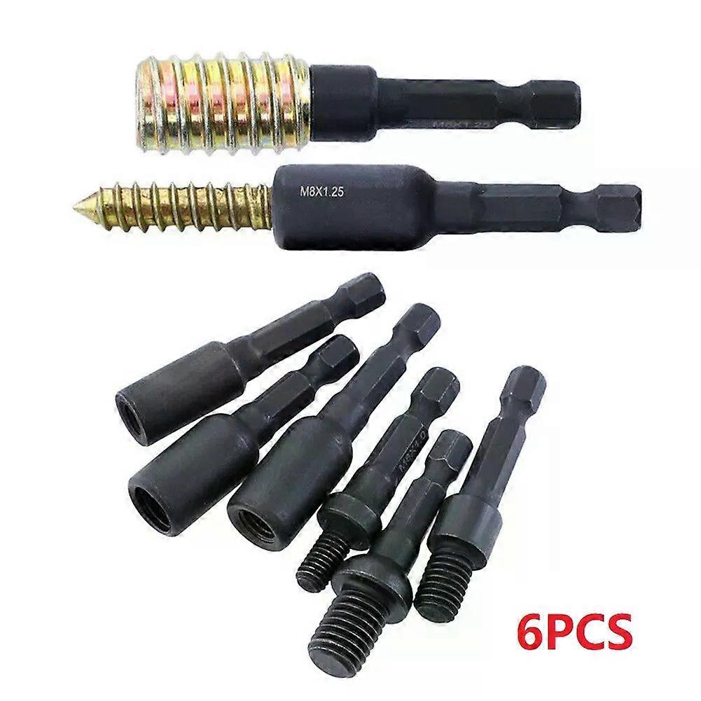 6Pcs M6 M8 M10 Cr-Mo Self-Tapping Socket Adapter Set For Insert Nuts Or Hanger Bolt Power Drill Tools Hex Shank Nut Socket