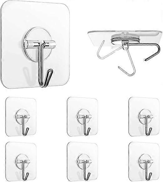 (6 Pack)Towel Rack Hooks Kitchen Hooks Transparent Adhesive Hooks Wall Mounted, Waterproof