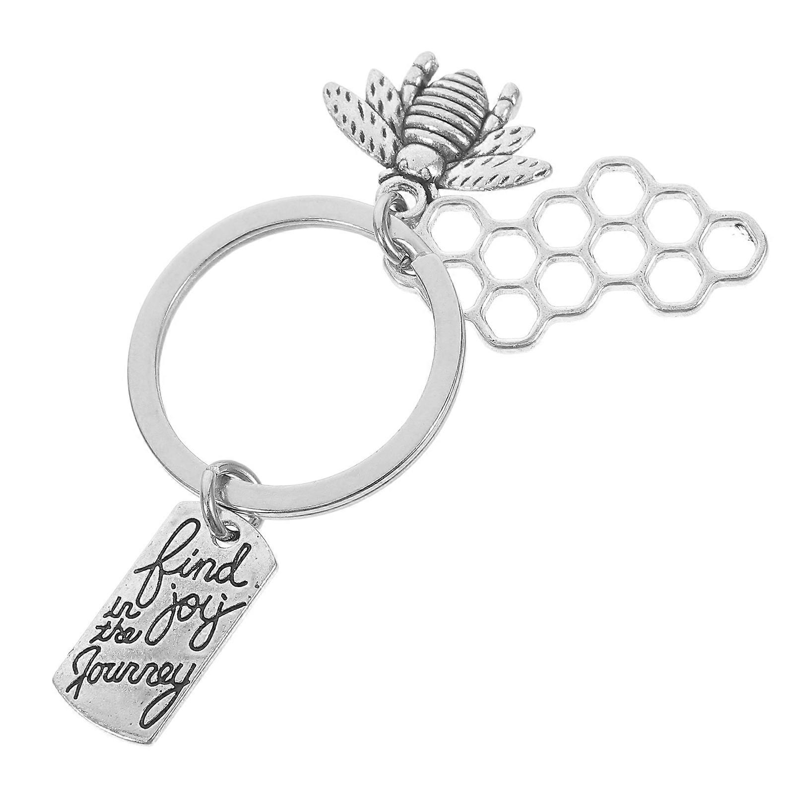 Bee Themed Key Chain with Honeycomb Charm, Compact Hanging Ornament for Women, Decorative Keyring for Daily Use and Gifting
