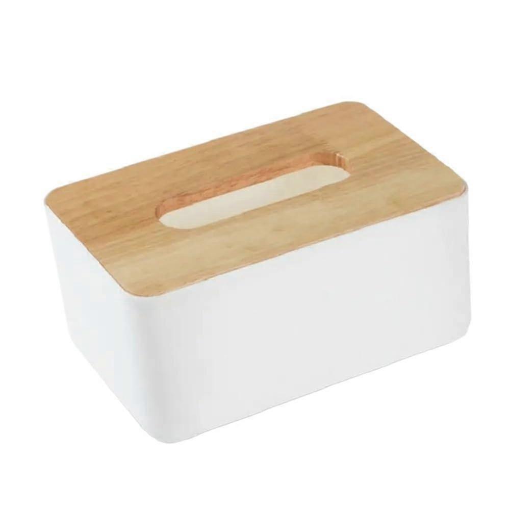 Tissue Box Tissue Dispenser Holder Storage Case Cover Multicolor 205 x 12 x 10 cm PP and Wood White