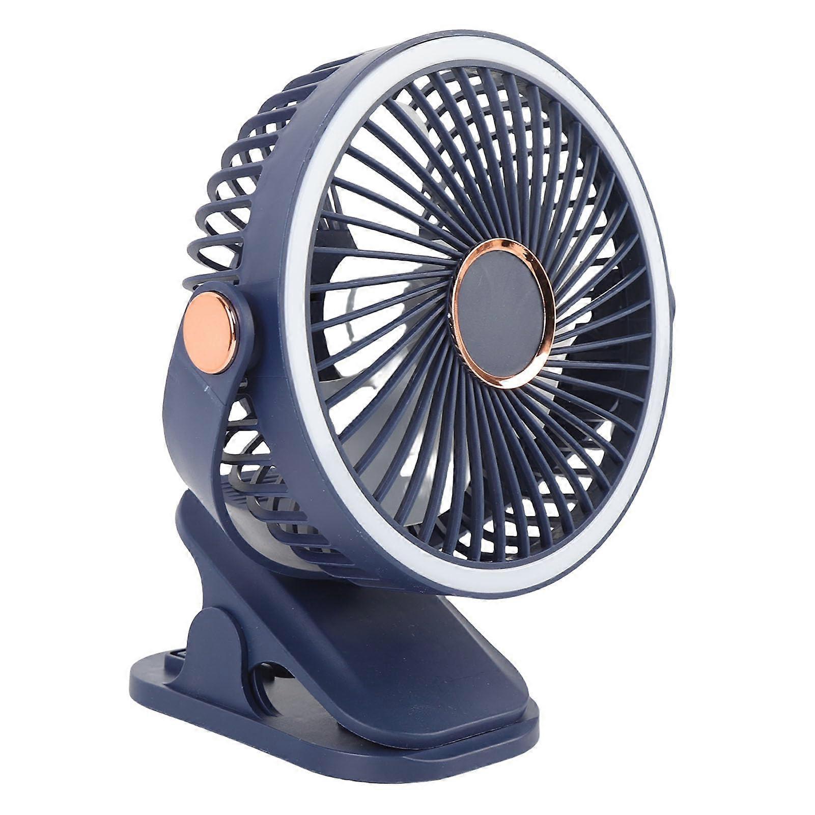 Office Fan, Small Desk Fan with 3 Rechargeable Brightness Levels for Home (BLUE) Blue