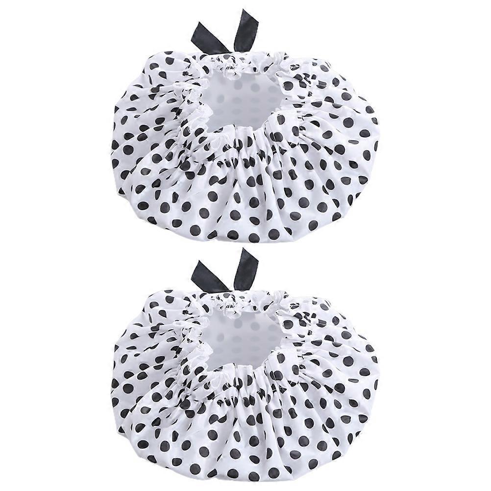 2Pcs Waterproof Bath Hats PVC Polka Dot Shower Caps for Bathing