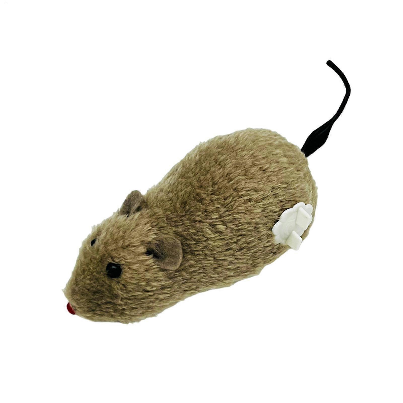 Wind Up Mice Toy Spring Power Plush Mouse Toy Realistic Soft Cuddly Toy Mice Plush Toy Plush Mice Toys, Clockwork Mouse Running Toy for Cats