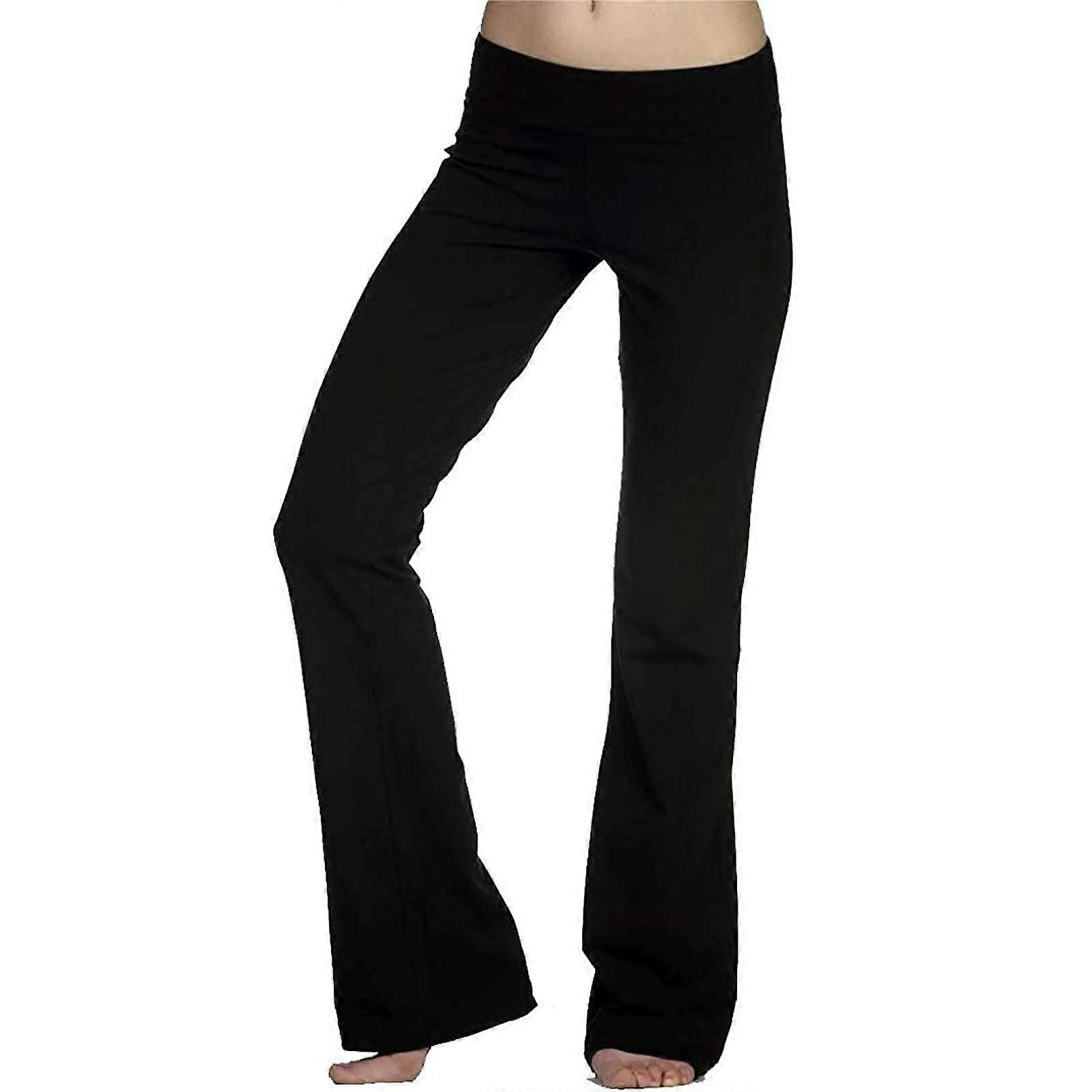 Yoga Leggings for Women, Fleece-Lined Full-Length Workout Pants with Pockets, Plus Size, Black, Large
