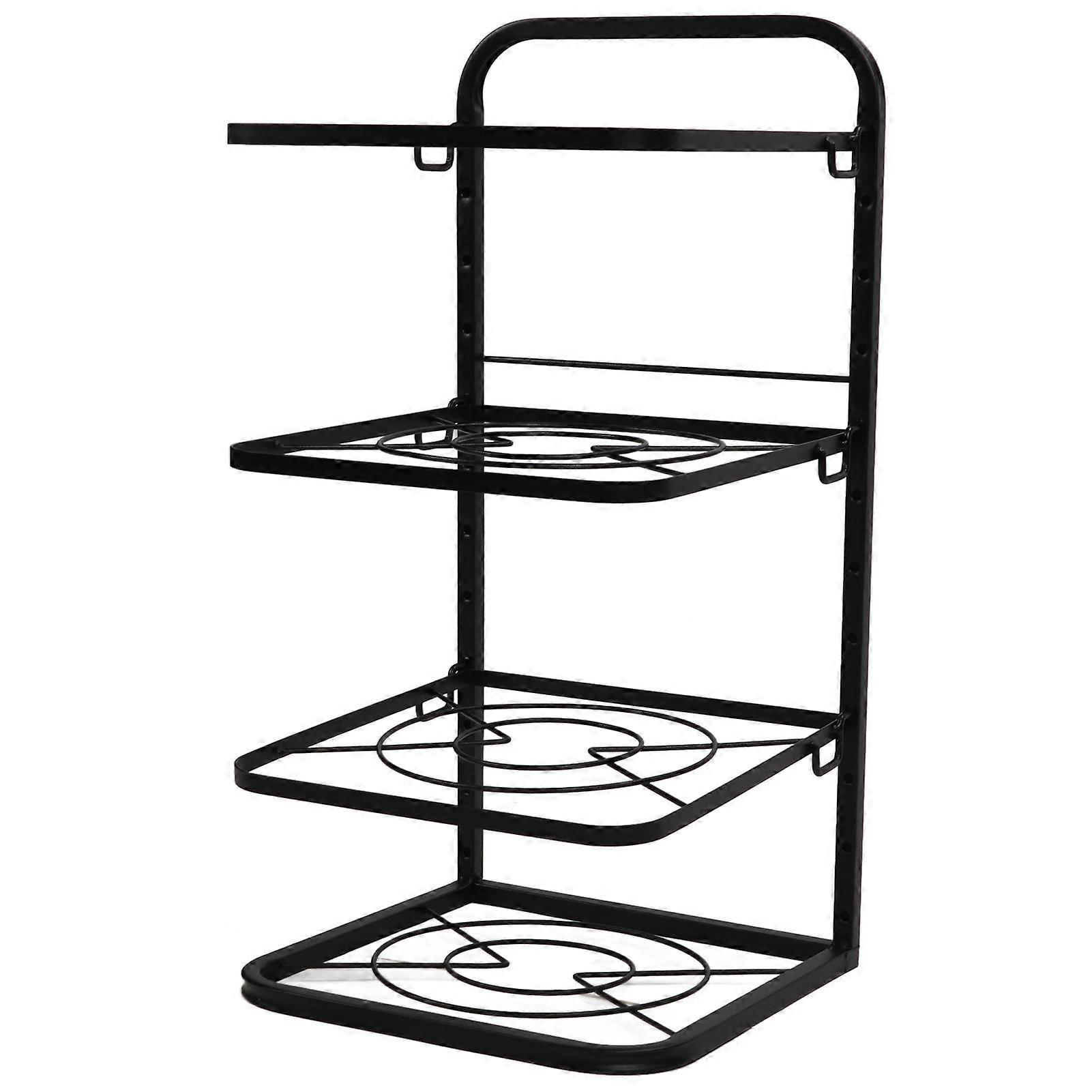 Kitchen Pots Organizer 4 Tiers Adjustable Height Space Saving Pan Rack for Under Sink Cabinet Countertop 