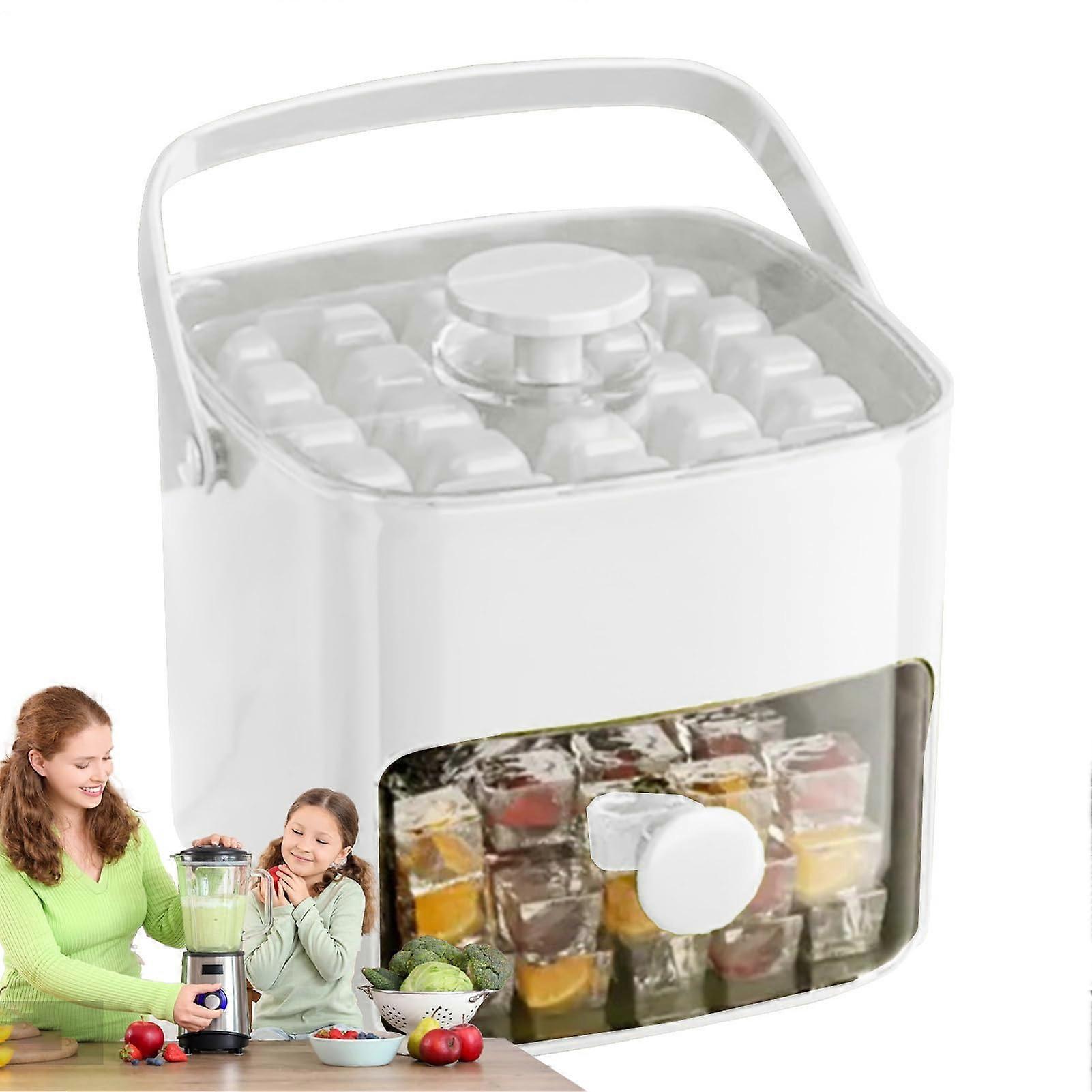 Freezer ice cube tray, ice container with handle for cold cubes  press design for easy release,  for home, camping, party, creamy ice helpers.