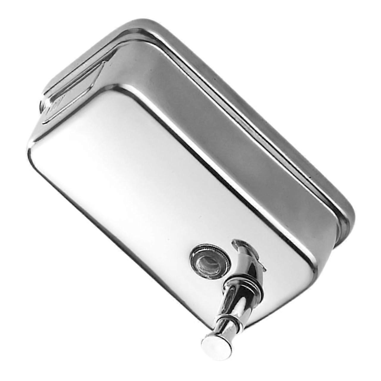 Wallmounted soap dispenser for manual use in bathrooms, kitchens, offices, for shower gel, shampoo, and solution to reduce soap refills.